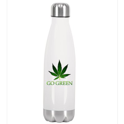 Go Green Medical Marijuana Weed Stainless Steel Insulated Water Bottle