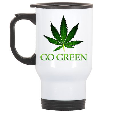 Go Green Medical Marijuana Weed Stainless Steel Travel Mug