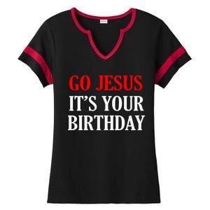 Go Jesus, It's Your Birthday Ladies Halftime Notch Neck Tee