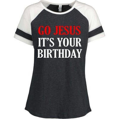 Go Jesus, It's Your Birthday Enza Ladies Jersey Colorblock Tee