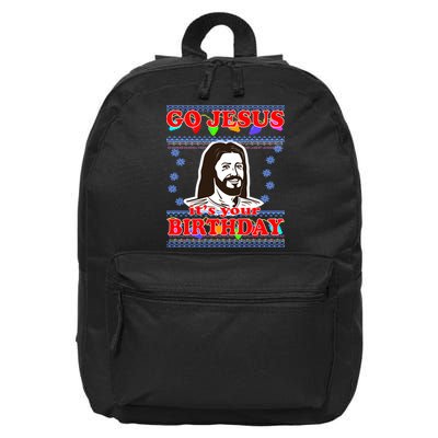 Go Jesus It's Your Birthday Ugly Christmas 16 in Basic Backpack