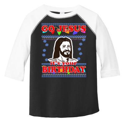 Go Jesus It's Your Birthday Ugly Christmas Toddler Fine Jersey T-Shirt