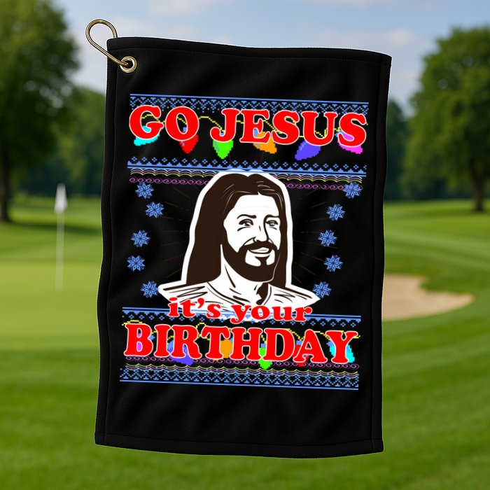 Go Jesus It's Your Birthday Ugly Christmas Golf Towel