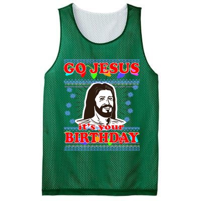 Go Jesus It's Your Birthday Ugly Christmas Mesh Reversible Basketball Jersey Tank
