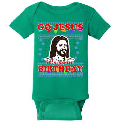 Go Jesus It's Your Birthday Ugly Christmas Baby Bodysuit