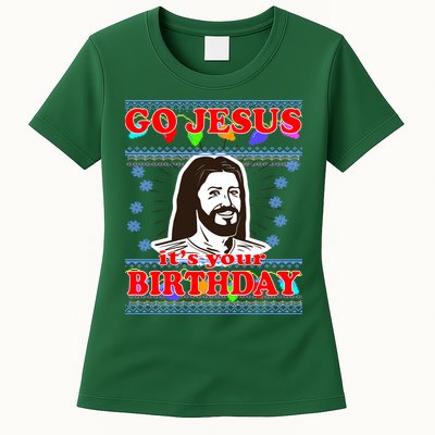 Go Jesus It's Your Birthday Ugly Christmas Womens T-Shirt