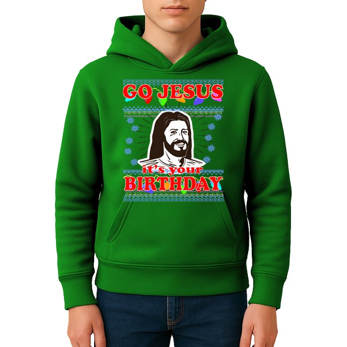 Go Jesus It's Your Birthday Ugly Christmas Kids Hoodie
