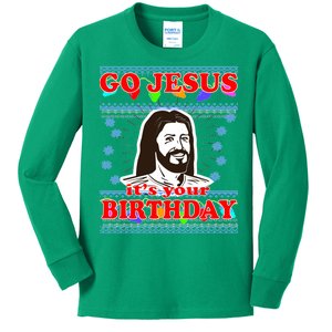 Go Jesus It's Your Birthday Ugly Christmas Kids Long Sleeve Shirt