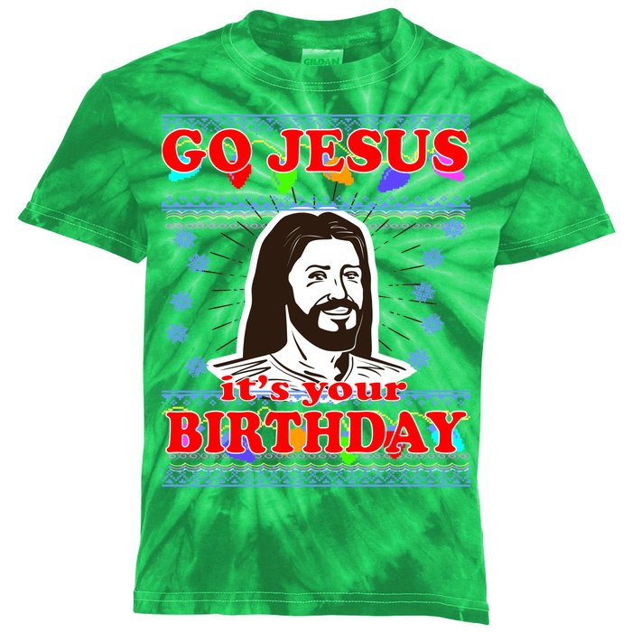 Go Jesus It's Your Birthday Ugly Christmas Kids Tie-Dye T-Shirt