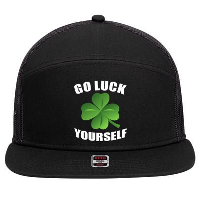 Go Luck Yourself Funny St. Patrick's Day 7 Panel Mesh Trucker Snapback Hat