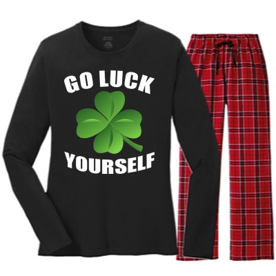 Go Luck Yourself Funny St. Patrick's Day Women's Long Sleeve Flannel Pajama Set 