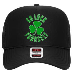 Go Luck Yourself Irish Clover High Crown Mesh Back Trucker Hat