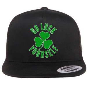 Go Luck Yourself Irish Clover Flat Bill Trucker Hat