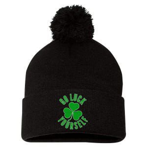 Go Luck Yourself Irish Clover Pom Pom 12in Knit Beanie