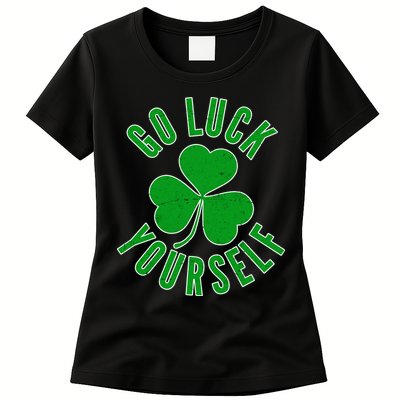 Go Luck Yourself Irish Clover Womens T-Shirt