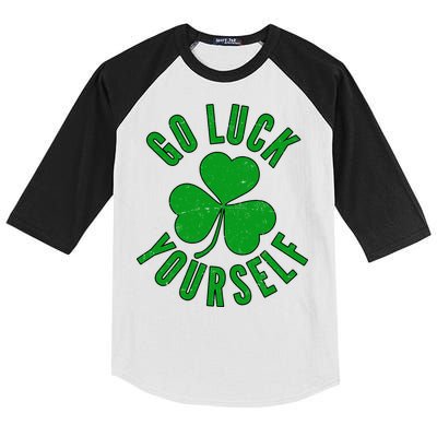 Go Luck Yourself Irish Clover Kids Colorblock Raglan Jersey