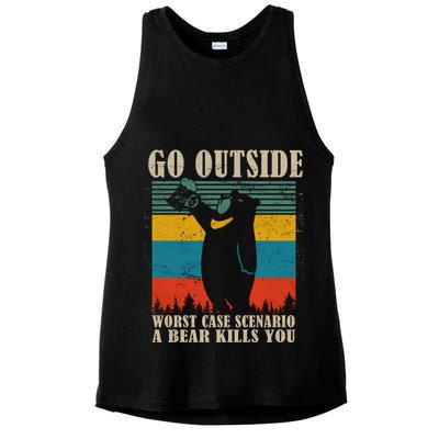 Go Outside Worst Case Scenario A Bear Kills You Ladies PosiCharge Tri-Blend Wicking Tank