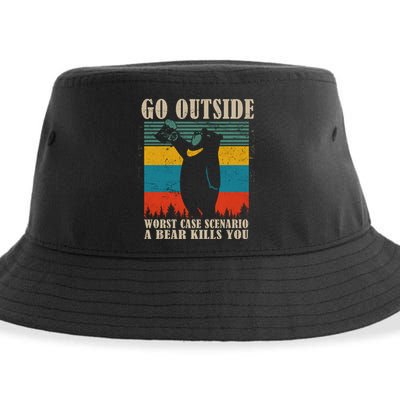 Go Outside Worst Case Scenario A Bear Kills You Sustainable Bucket Hat