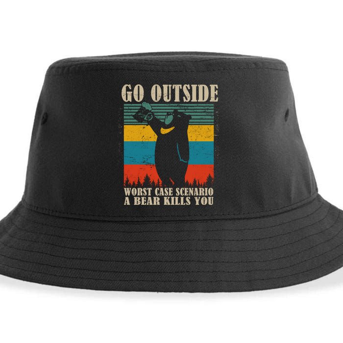 Go Outside Worst Case Scenario A Bear Kills You Sustainable Bucket Hat