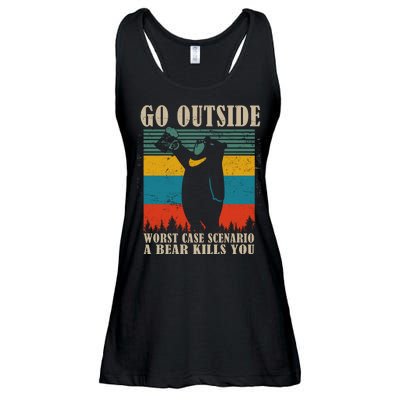 Go Outside Worst Case Scenario A Bear Kills You Ladies Essential Flowy Tank