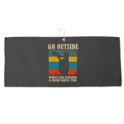 Go Outside Worst Case Scenario A Bear Kills You Large Microfiber Waffle Golf Towel