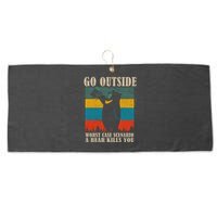 Go Outside Worst Case Scenario A Bear Kills You Large Microfiber Waffle Golf Towel