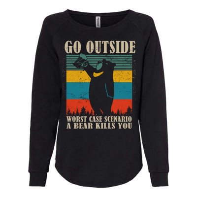 Go Outside Worst Case Scenario A Bear Kills You Womens California Wash Sweatshirt