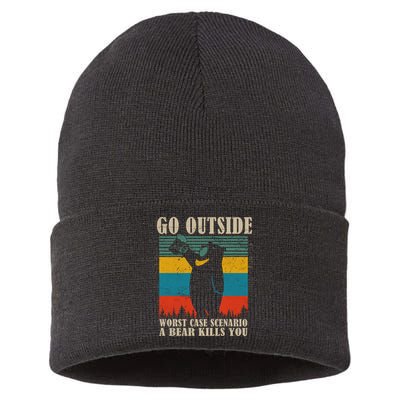 Go Outside Worst Case Scenario A Bear Kills You Sustainable Knit Beanie