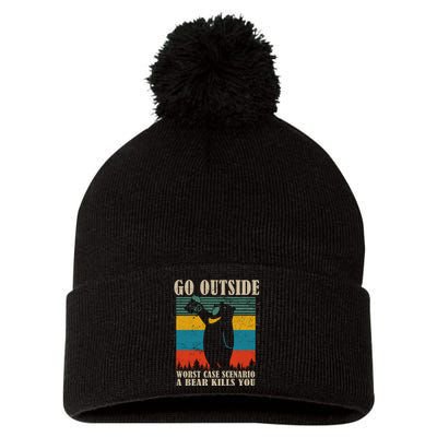Go Outside Worst Case Scenario A Bear Kills You Pom Pom 12in Knit Beanie