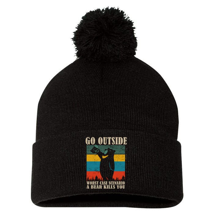Go Outside Worst Case Scenario A Bear Kills You Pom Pom 12in Knit Beanie