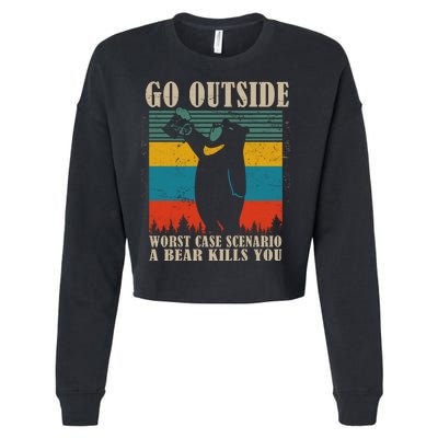 Go Outside Worst Case Scenario A Bear Kills You Cropped Pullover Crew