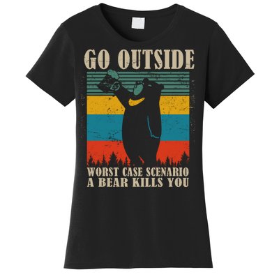 Go Outside Worst Case Scenario A Bear Kills You Women's T-Shirt