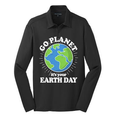 Go Planet It's Your Earth Day Celebrating Earth Day Silk Touch Performance Long Sleeve Polo