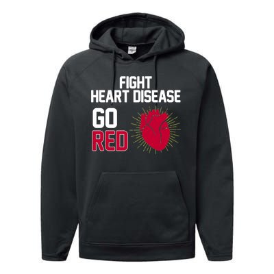 Go Red Fight Heart Health Awareness Performance Fleece Hoodie