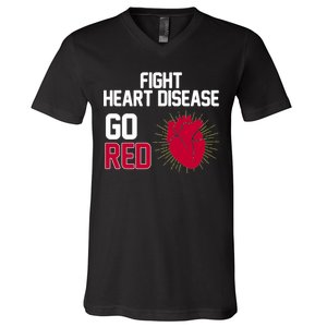 Go Red Fight Heart Health Awareness V-Neck T-Shirt