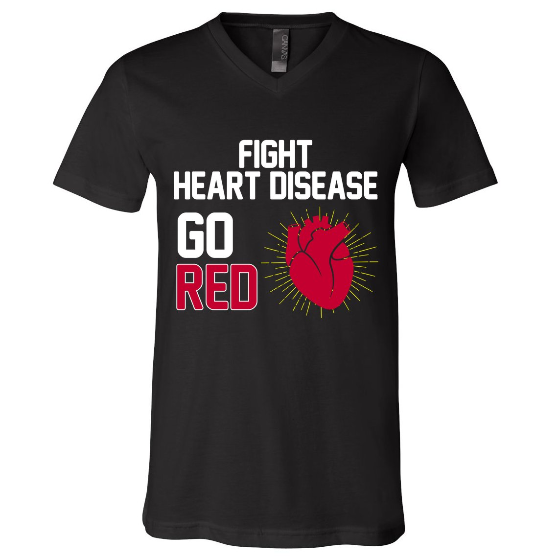 Go Red Fight Heart Health Awareness V-Neck T-Shirt