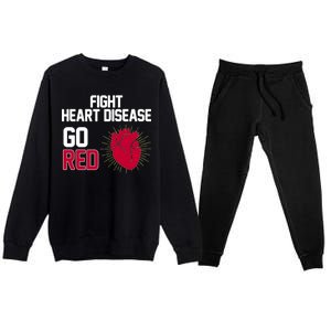 Go Red Fight Heart Health Awareness Premium Crewneck Sweatsuit Set