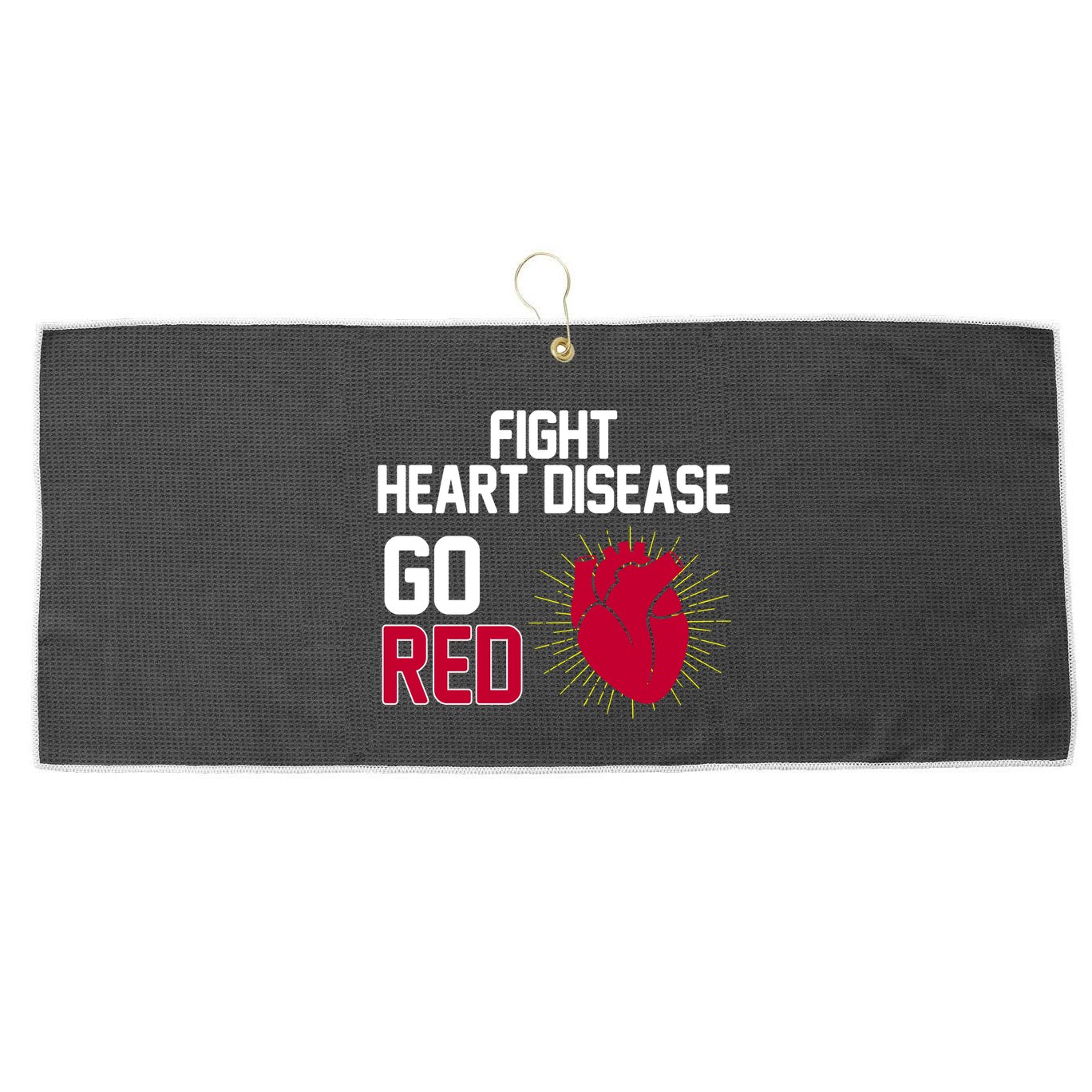 Go Red Fight Heart Health Awareness Large Microfiber Waffle Golf Towel