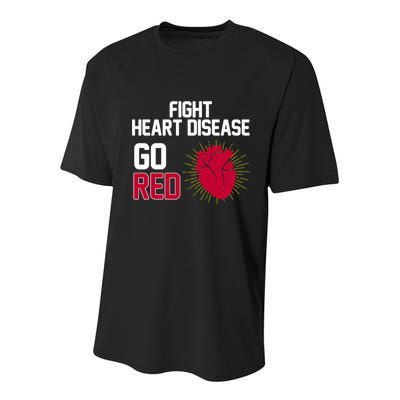 Go Red Fight Heart Health Awareness Youth Performance Sprint T-Shirt