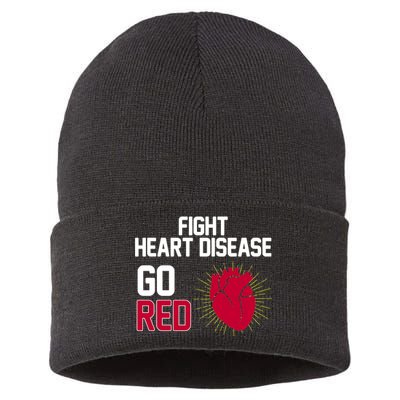 Go Red Fight Heart Health Awareness Sustainable Knit Beanie