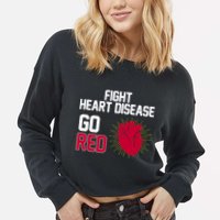 Go Red Fight Heart Health Awareness Cropped Pullover Crew