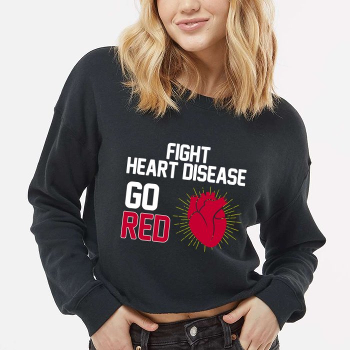 Go Red Fight Heart Health Awareness Cropped Pullover Crew