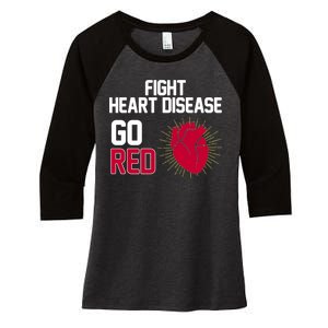 Go Red Fight Heart Health Awareness Women's Tri-Blend 3/4-Sleeve Raglan Shirt