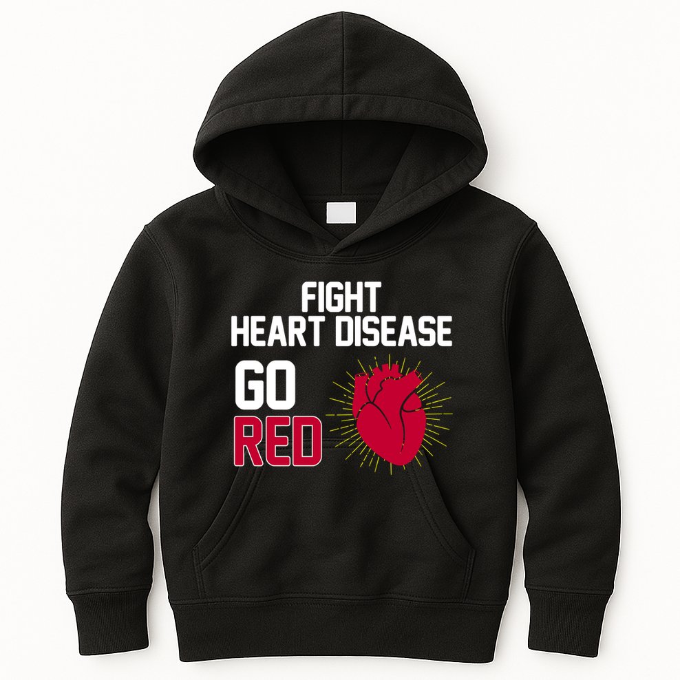 Go Red Fight Heart Health Awareness Kids Hoodie