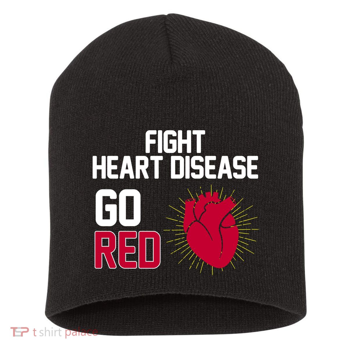 Go Red Fight Heart Health Awareness Short Acrylic Beanie