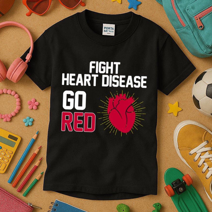 Go Red Fight Heart Health Awareness Kids T-Shirt