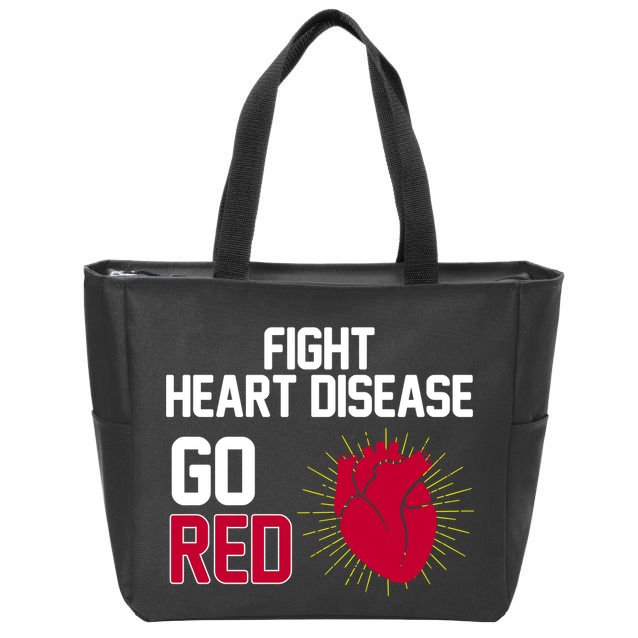 Go Red Fight Heart Health Awareness Zip Tote Bag