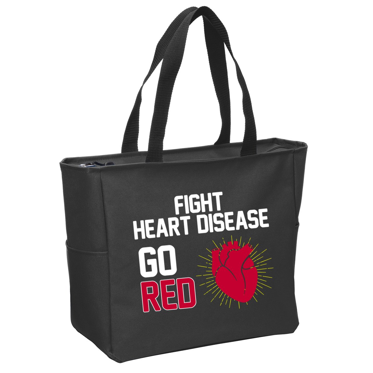 Go Red Fight Heart Health Awareness Zip Tote Bag
