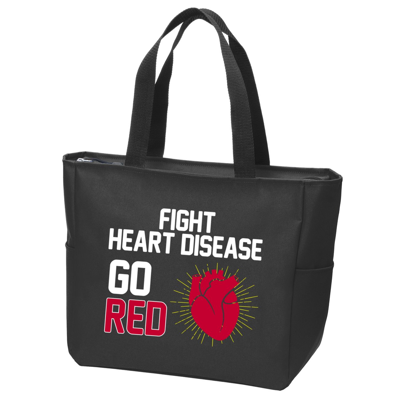 Go Red Fight Heart Health Awareness Zip Tote Bag