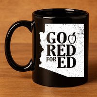 Go Red For Ed Distressed 11oz C Handle Ceramic Mug